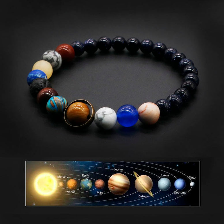 Universe Solar System Bracelet Women Natural Stone Eight Planets Bracelet Men