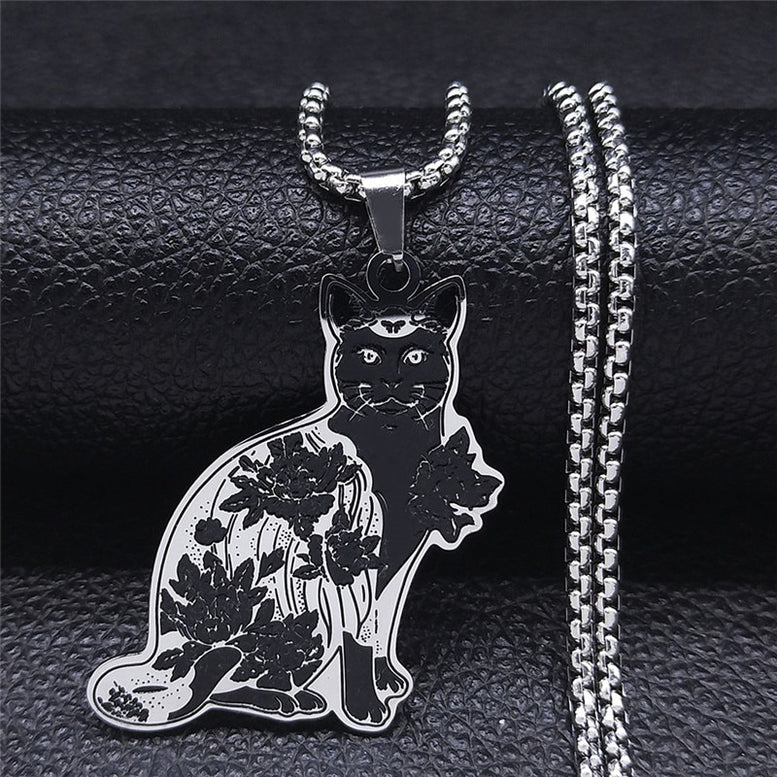 Witchcraft Eyes Cat Stainless Steel Necklace Mysterious Divination Baphomet Occult Necklace Jewelry