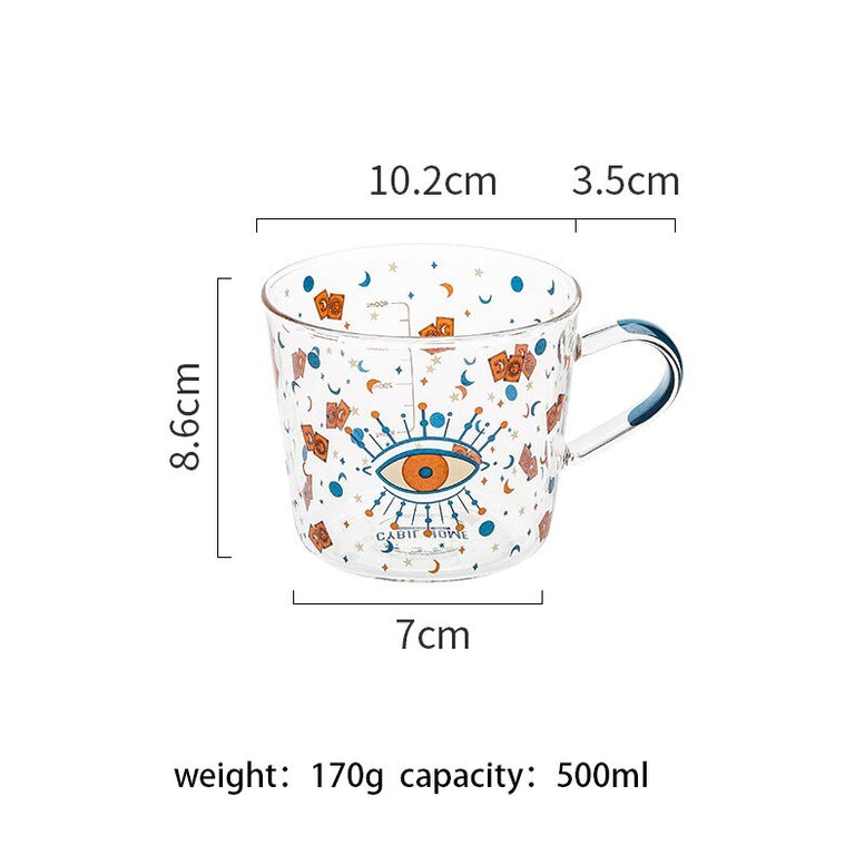 Large 500ml Scale Glass Mug Breakfast Milk Coffee Cup Coffeeware