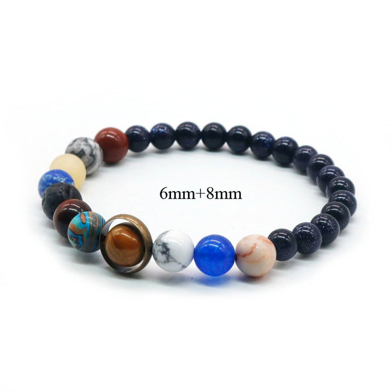 Universe Solar System Bracelet Women Natural Stone Eight Planets Bracelet Men