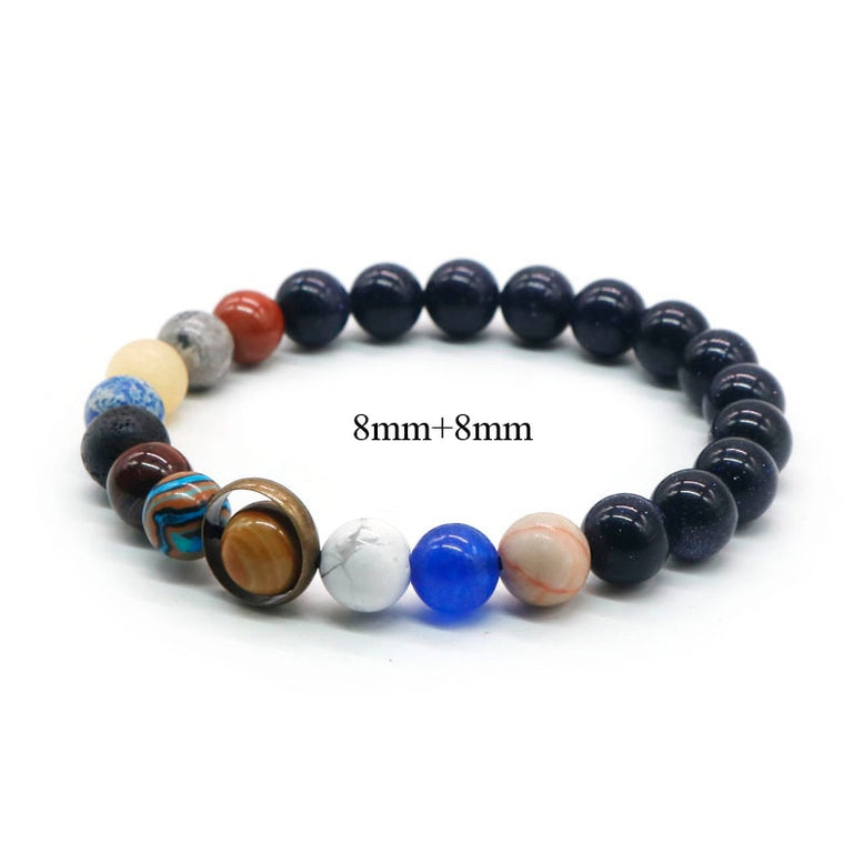 Universe Solar System Bracelet Women Natural Stone Eight Planets Bracelet Men