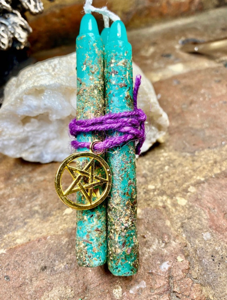 Wealth and Abundance Hand Rolled Spell Candles | Wiccan | Pagan | Witchcraft | Money