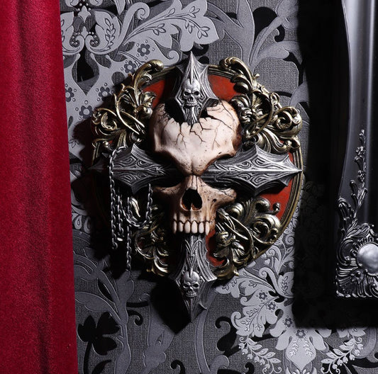 Cross of Darkness Wall Plaque 32cm | Wall Art | Skull | Crossbones | Goth | Gothic | Witchy | Pagan | Viking | Alternative