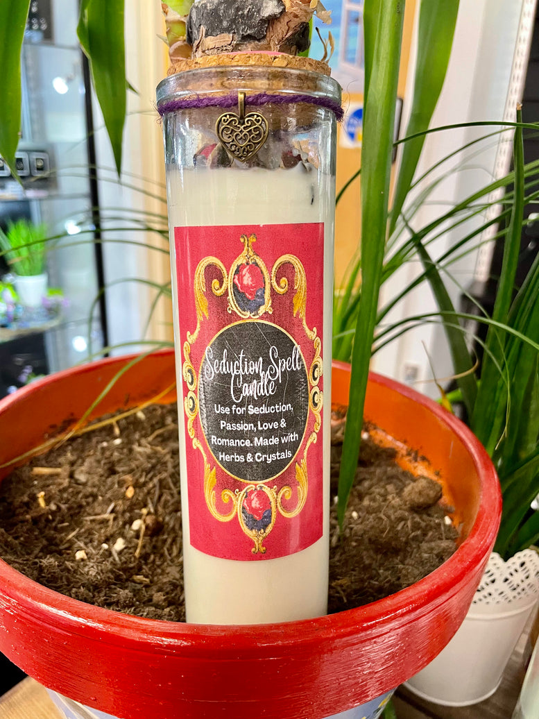 Seduction Jar Spell Candle | Witchcraft | Wiccan | Pagan | Candles | Crystal | Fluorite | Love | Lust | Spell | Gift
