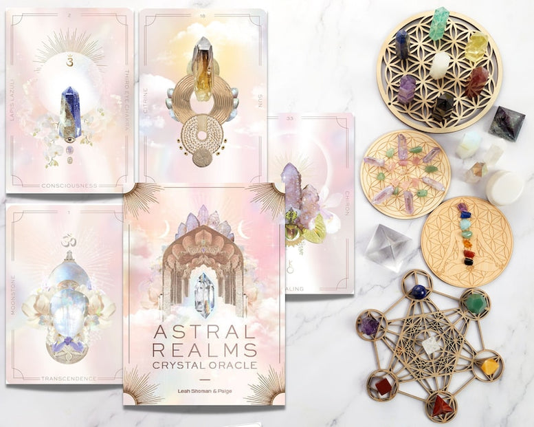 Astral Realms Crystal Oracle | Oracle Cards | Tarot | Deck | Witchcraft | Wiccan | Pagan | Divination | Mystic | Card Reading | Crystals