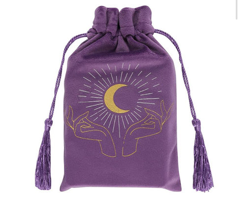 Purple Tarot Hands Drawstring Pouch
