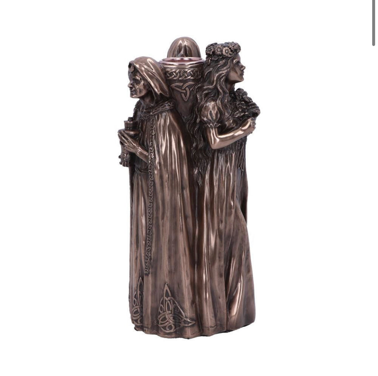 Maiden, Mother, Crone Candle Holder 17cm | Goddess | Deity | Wiccan | Pagan | Witchcraft | Spiritual | Candle | Moon