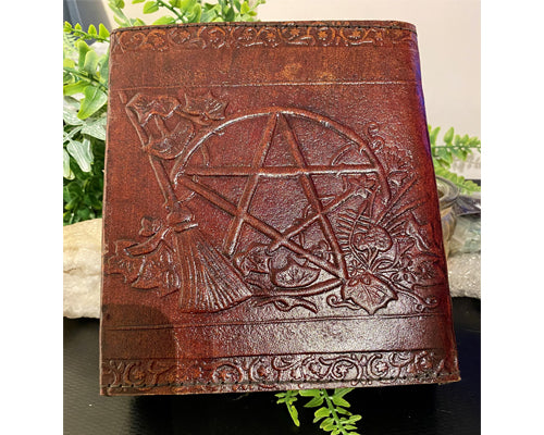 Lockable Pentagram Leather Emboss Journal | Book of Shadows | Grimoire | Journaling | Writing | Diary | Notebook