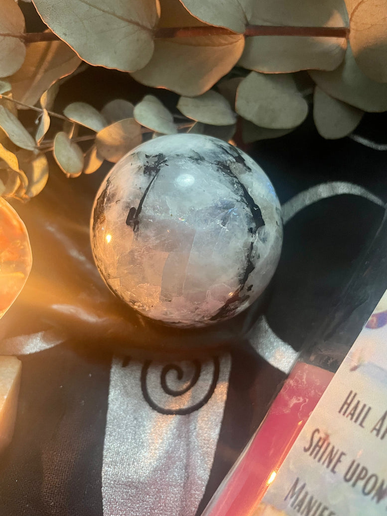 6cm Rainbow Moonstone Flashy Sphere/Crystal Ball | Gemstones | Rocks | Witchcraft | Wiccan | Pagan | Healing | Reiki | Chakra | Gift | Goth