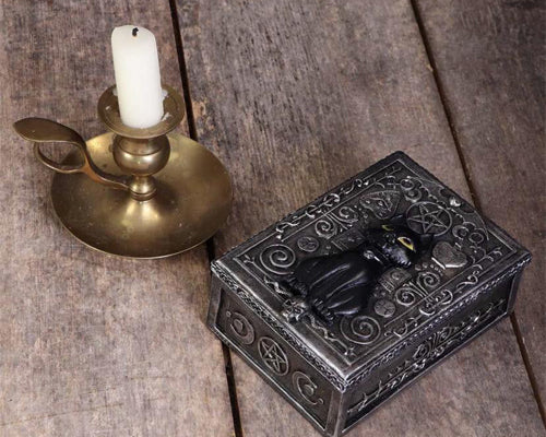 Familiar Spell Black Cat Sigil Trinket Box 13.7cm