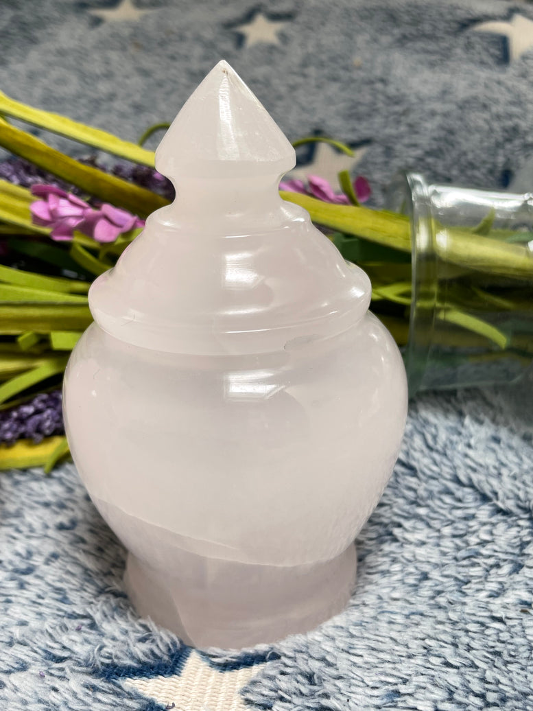 Natural Pink Calcite Jar | Trinket | Crystal | Witchcraft | Wiccan | Pagan | Gemstone | Storage Jar | Decoration | Jewellery Jar | Ornament