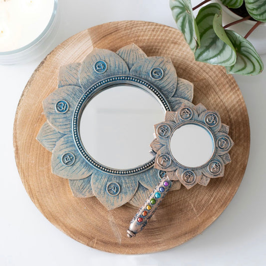 Bronze Lotus Flower Chakra Hand Mirror