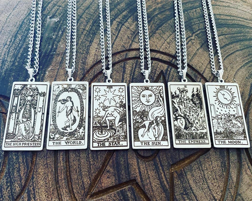 Rider Waite Stainless Steel Tarot Cards Necklace