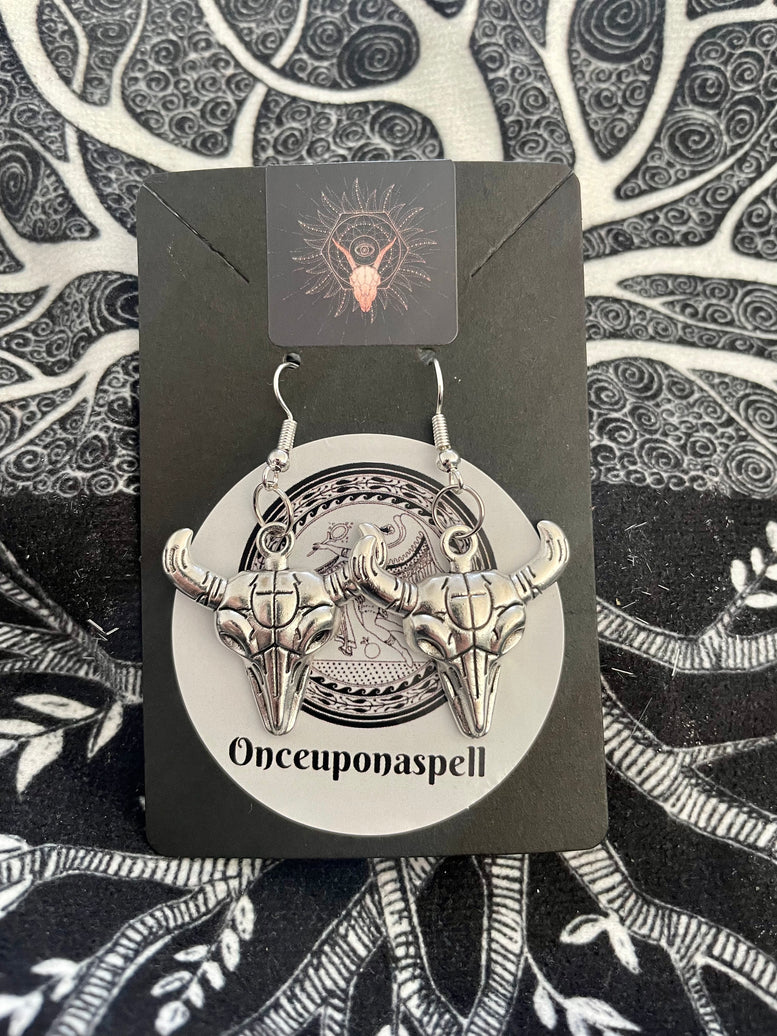 The Horned God Charm Dangle Earrings | Jewellery | Earrings | Wiccan | Pagan | Witchy | Spiritually | Baphomet | Cernunnos | Alloy | Silver