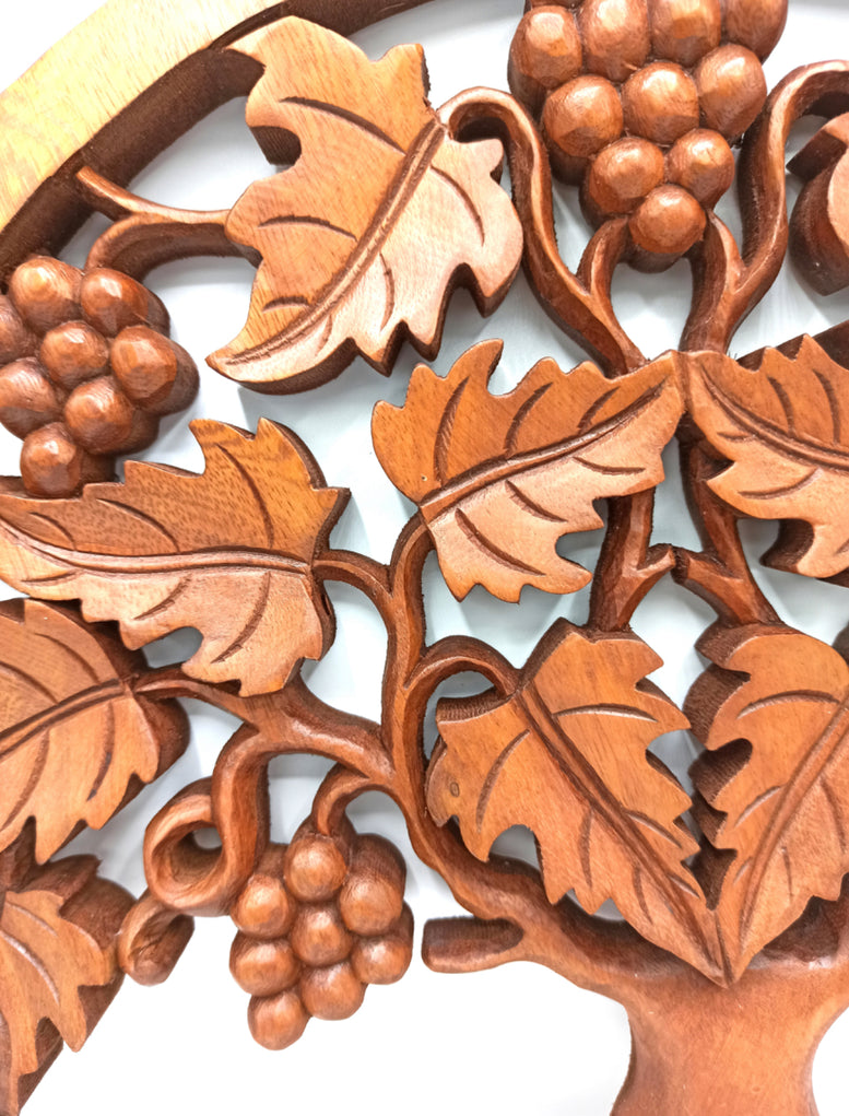 Large Tree of Life Grapes Panel - 40cm | Suar Wood | Decoration | Wall Hanging | Wall Art | Spirituality | Wiccan | Pagan | Gift | Boho