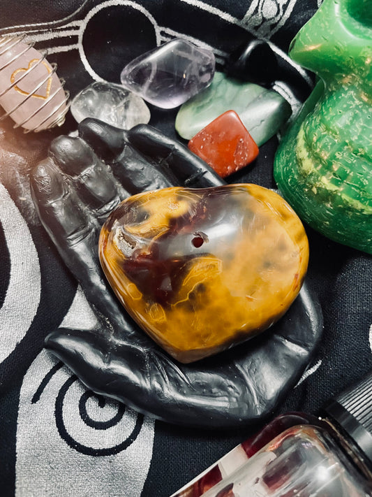 Red Agate Crystal Heart Incense Stick Holder | Incense | Witchcraft | Wiccan | Pagan | Gift | Reiki | Chakra | Healing | Natural | Gemstones