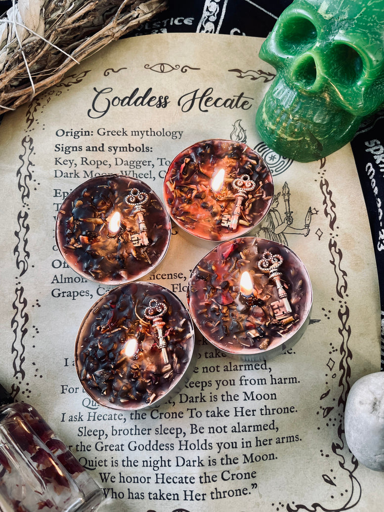 Goddess Hecate/Hekate Protection Ritual Spell Candles | Deity | Crossroads | Keys | Wiccan | Pagan | Witchcraft | Protection | Gift Set
