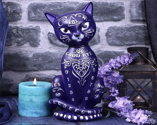 Purple Mystic Kitty 26cm Ouija Cat Figurine | Kitty | Gothic | Wiccan | Pagan | Witchcraft | Familiar | Witches Cat