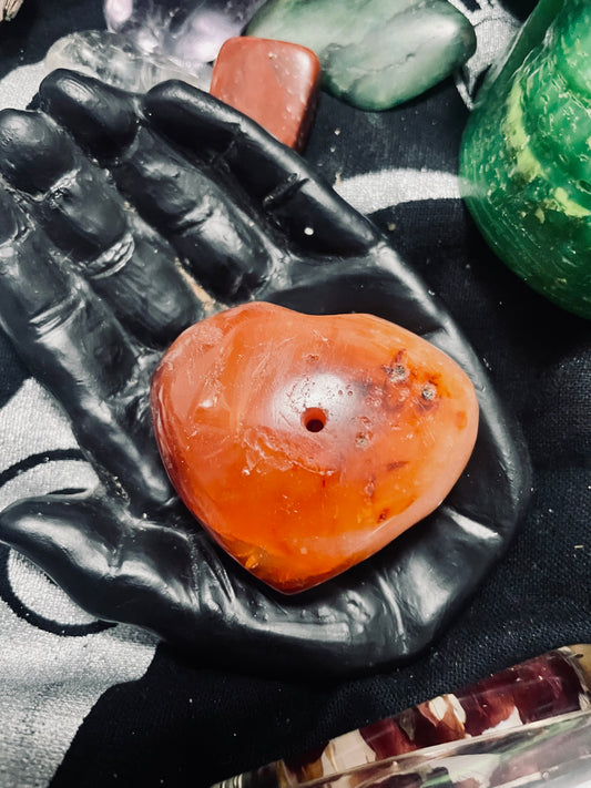Red Agate Crystal Heart Incense Stick Holder | Incense | Witchcraft | Wiccan | Pagan | Gift | Reiki | Chakra | Healing | Natural | Gemstones