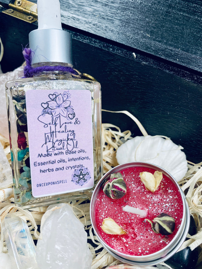 Self-love & Healing Ritual Oil including Spell Candle | Witchcraft | Wiccan | Pagan | Love Spell | Oil | Essential Oils
