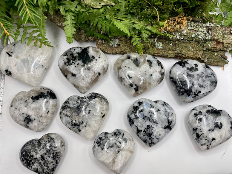 High Grade Flashy Rainbow Moonstone Hearts | Crystals | Reiki | Chakra | Healing | Witchcraft | Wiccan | Pagan | Stones | Gemstones