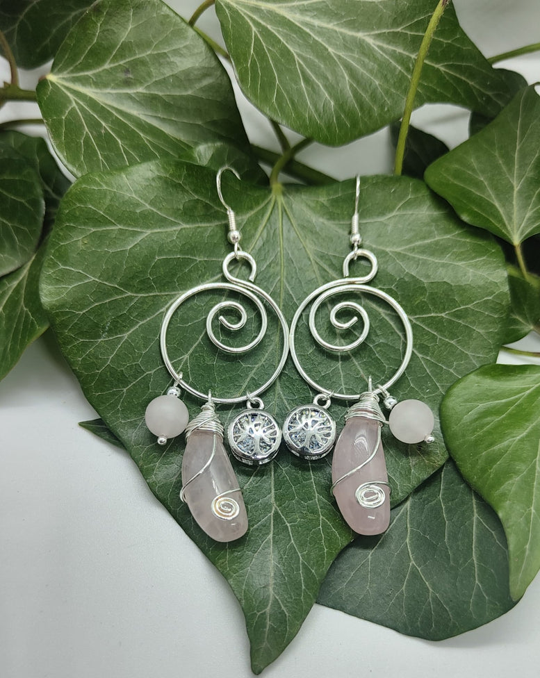 Unique Hand made Teardrop Tree of Life Crystal Earrings | Gemstones | Earrings | Jewelry | Jewellery | Gift | Women’s | Wiccan | Natural
