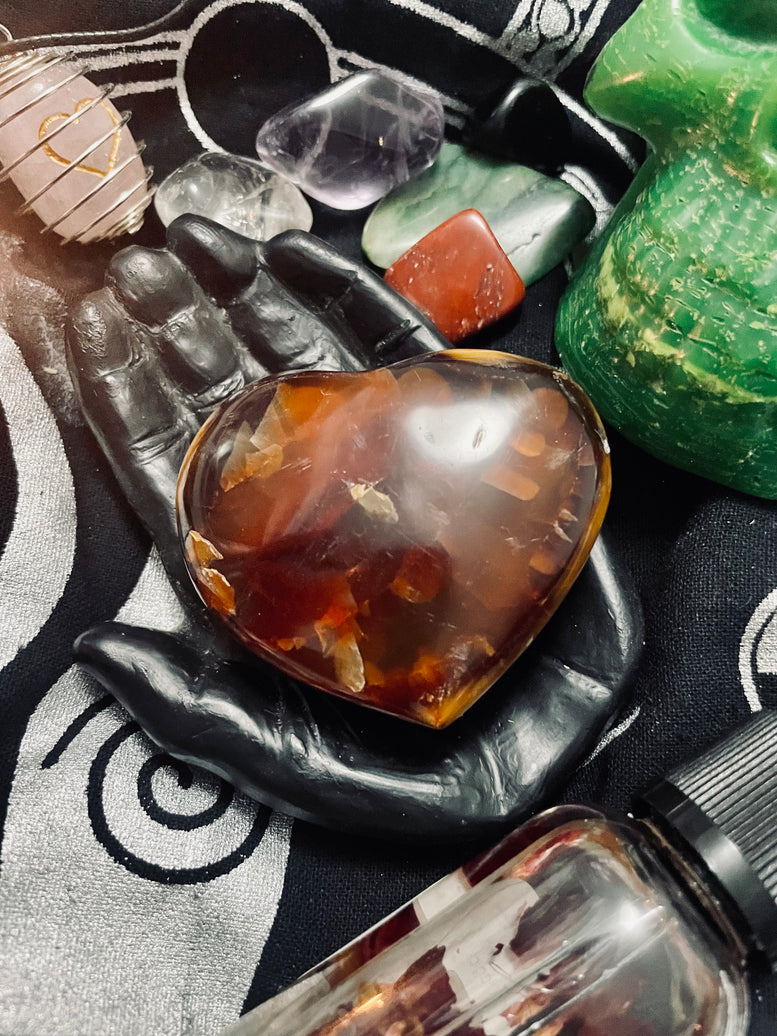 Red Agate Crystal Heart Incense Stick Holder | Incense | Witchcraft | Wiccan | Pagan | Gift | Reiki | Chakra | Healing | Natural | Gemstones