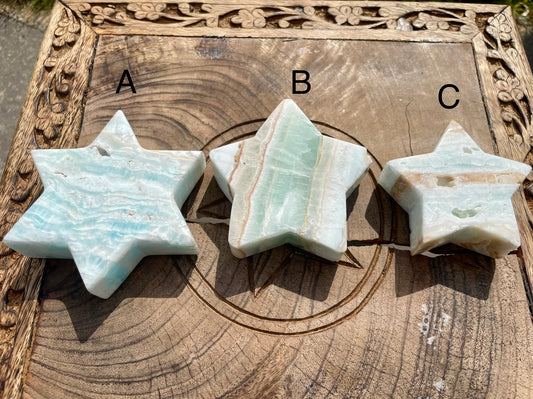 Natural Caribbean Calcite Stars | Witchcraft | Wiccan | Pagan | Crystal | Ornament | Gemstones | Healing | Polished | Carved | Star