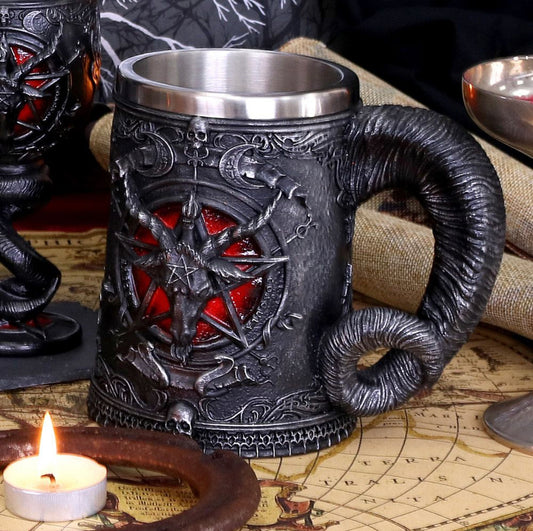 Baphomet Sabatic Goat Diety Tankard 16.5cm | Occult | Wiccan | Pagan | Witchcraft | Goth | Altarpiece | Altar ware | chalice | Mug | Deity