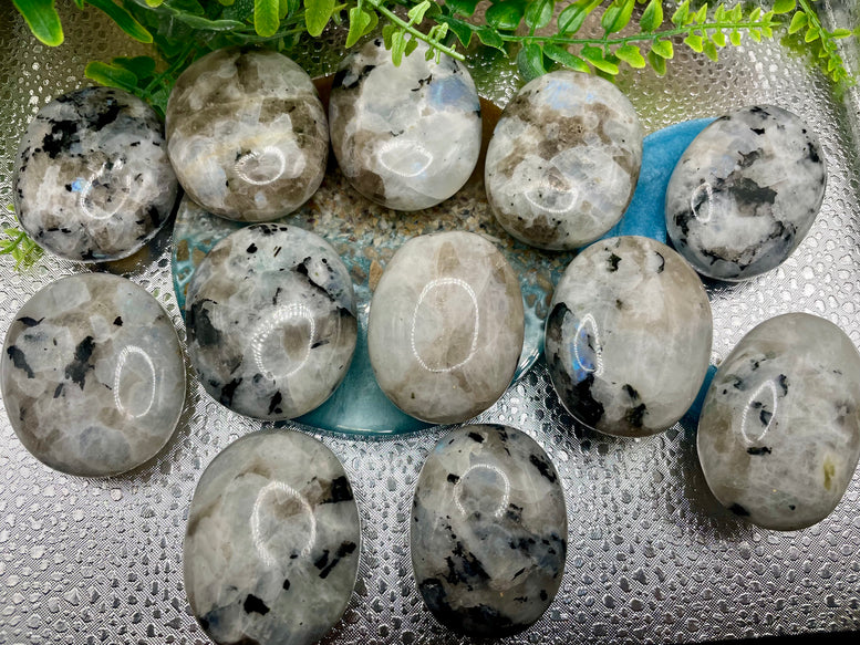 High Grade Flashy Rainbow Moonstone Palm Stones | Crystals | Reiki | Chakra | Healing | Witchcraft | Wiccan | Pagan | Stones | Gemstones