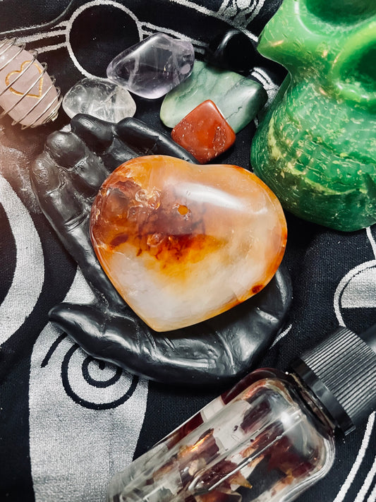 Red Agate Crystal Heart Incense Stick Holder | Incense | Witchcraft | Wiccan | Pagan | Gift | Reiki | Chakra | Healing | Natural | Gemstones