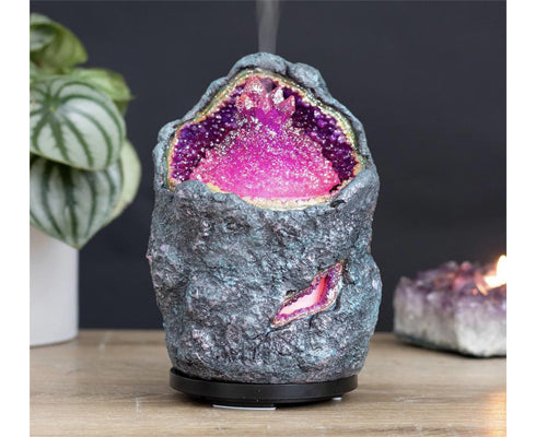 Purple Crystal Cave Electric Aroma Diffuser - FREE oil included