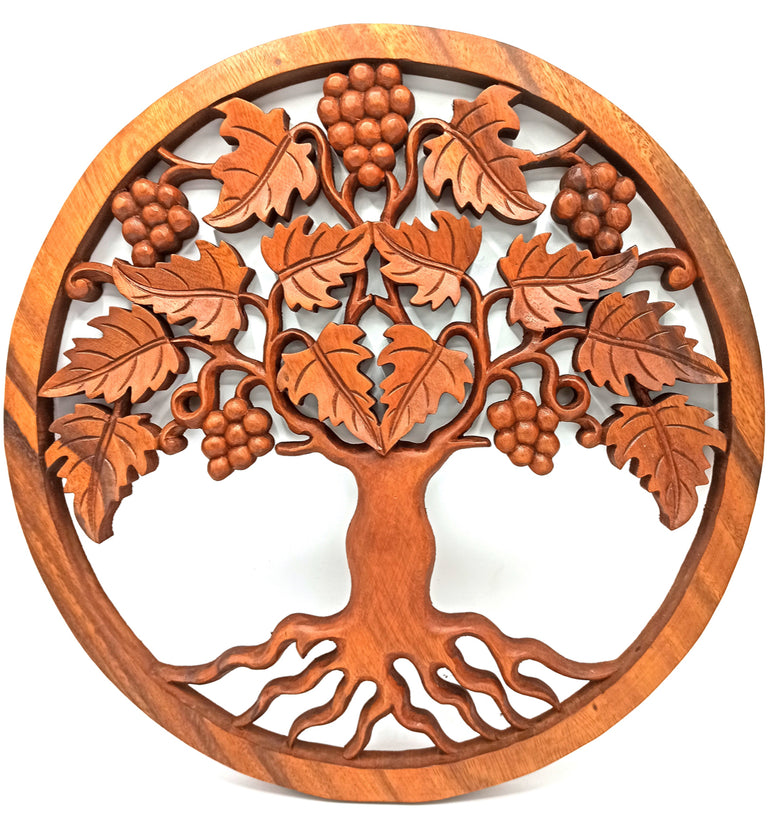 Large Tree of Life Grapes Panel - 40cm | Suar Wood | Decoration | Wall Hanging | Wall Art | Spirituality | Wiccan | Pagan | Gift | Boho