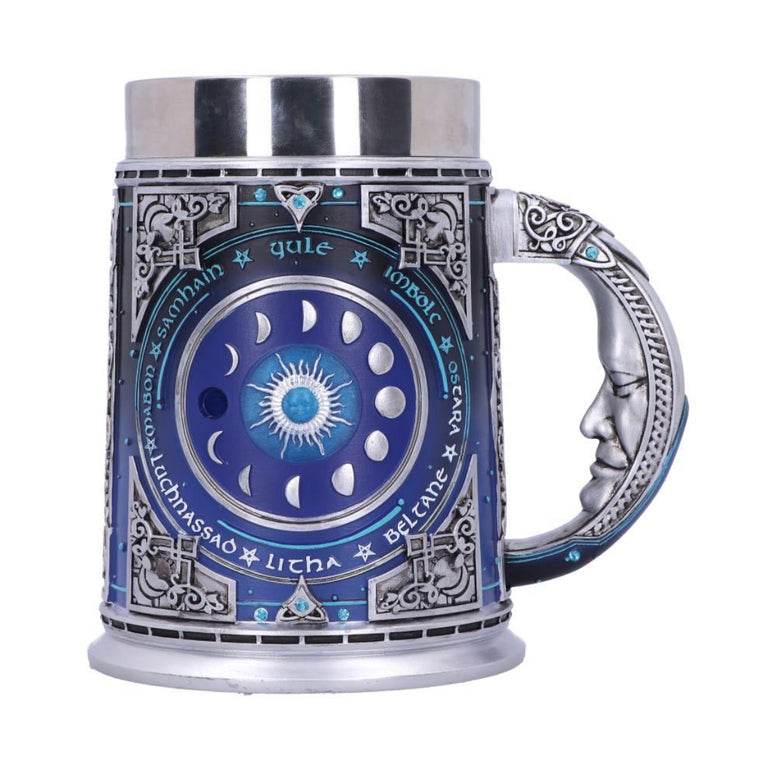 Moon Guide Tankard 15.5cm | Chalice | Witchcraft | Wiccan | Pagan | Moon Phase | Wheel of the year | Goth | Cup | Mug | Pagan Holidays |