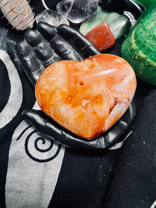 Red Agate Crystal Heart Incense Stick Holder | Incense | Witchcraft | Wiccan | Pagan | Gift | Reiki | Chakra | Healing | Natural | Gemstones
