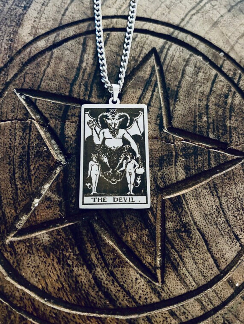 Rider Waite Stainless Steel Tarot Cards Necklace