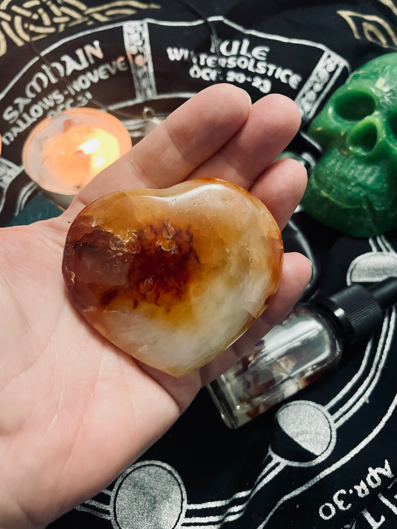 Red Agate Crystal Heart Incense Stick Holder | Incense | Witchcraft | Wiccan | Pagan | Gift | Reiki | Chakra | Healing | Natural | Gemstones