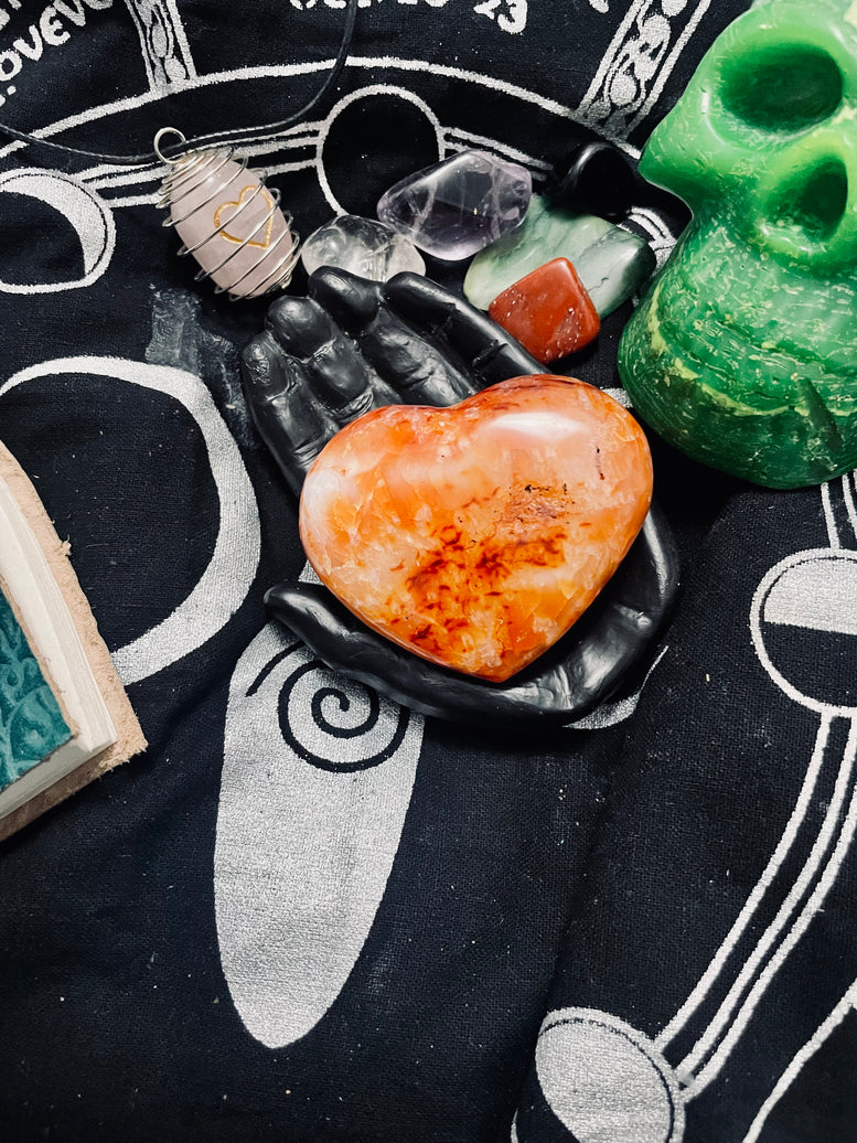 Red Agate Crystal Heart Incense Stick Holder | Incense | Witchcraft | Wiccan | Pagan | Gift | Reiki | Chakra | Healing | Natural | Gemstones