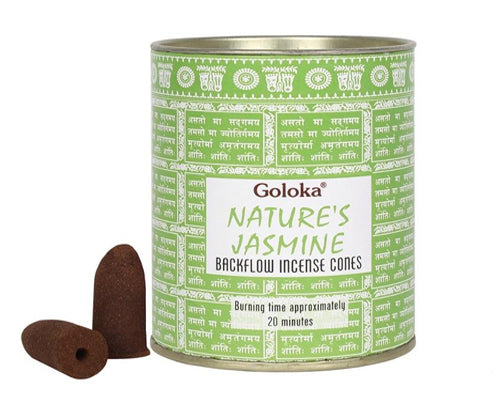 GOLOKA JASMINE BACKFLOW INCENSE CONES - 24 PER TIN