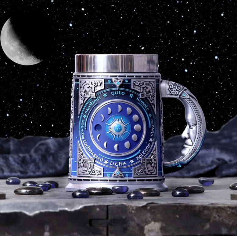Moon Guide Tankard 15.5cm | Chalice | Witchcraft | Wiccan | Pagan | Moon Phase | Wheel of the year | Goth | Cup | Mug | Pagan Holidays |