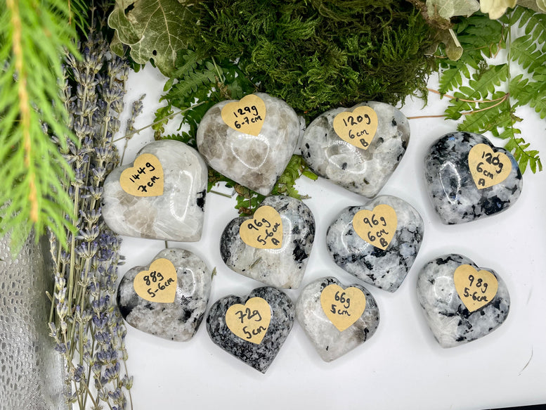 High Grade Flashy Rainbow Moonstone Hearts | Crystals | Reiki | Chakra | Healing | Witchcraft | Wiccan | Pagan | Stones | Gemstones