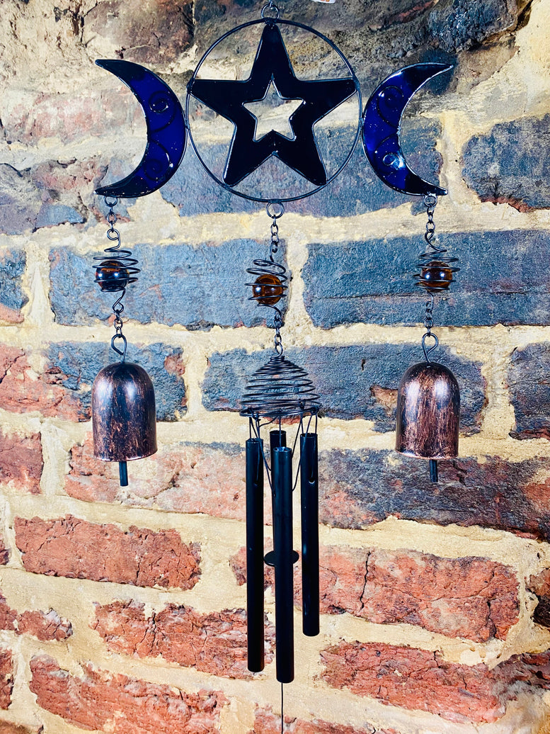 Triple Moon Wind Chime with Bells | Witches Bells | Garden | Wicca | Pagan | Witchcraft | Triple Moon