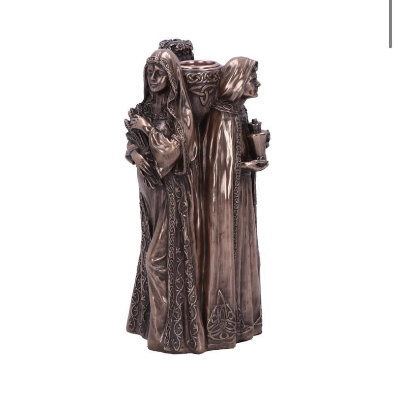 Maiden, Mother, Crone Candle Holder 17cm | Goddess | Deity | Wiccan | Pagan | Witchcraft | Spiritual | Candle | Moon