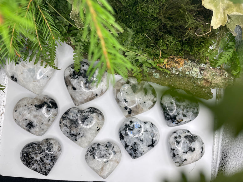 High Grade Flashy Rainbow Moonstone Hearts | Crystals | Reiki | Chakra | Healing | Witchcraft | Wiccan | Pagan | Stones | Gemstones