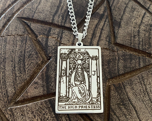 Rider Waite Stainless Steel Tarot Cards Necklace