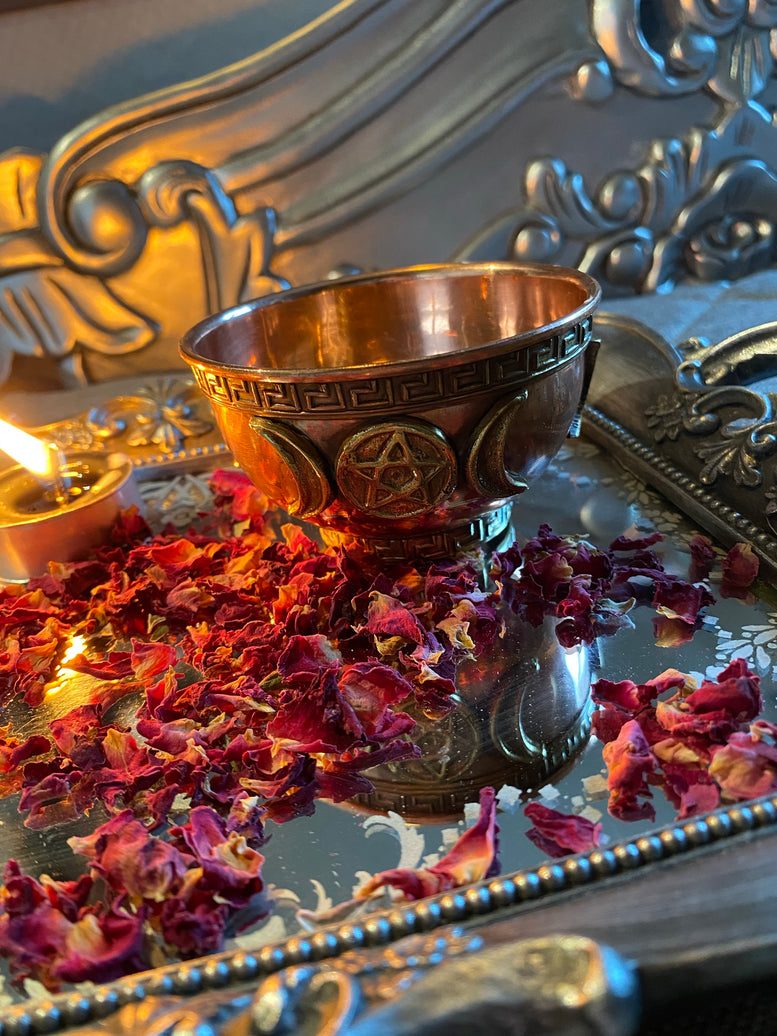 Triple Moon Brass Offering Bowl