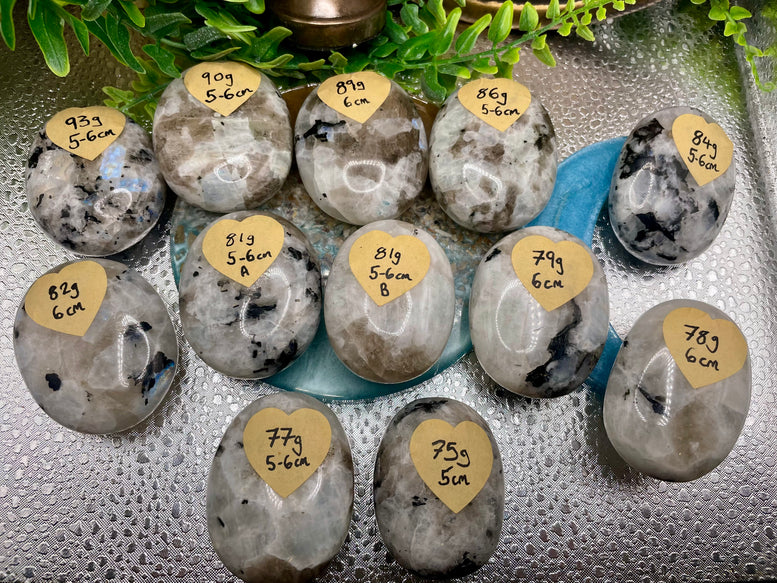 High Grade Flashy Rainbow Moonstone Palm Stones | Crystals | Reiki | Chakra | Healing | Witchcraft | Wiccan | Pagan | Stones | Gemstones