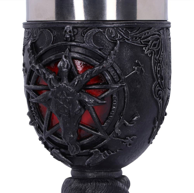 Baphomet Sabbatic Goat Diety Goblet 16cm | Offering | Chalice | Witchcraft | Wiccan | Pagan | Occult | Glass | Cup