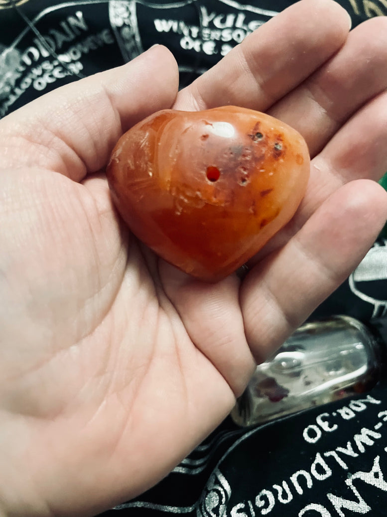 Red Agate Crystal Heart Incense Stick Holder | Incense | Witchcraft | Wiccan | Pagan | Gift | Reiki | Chakra | Healing | Natural | Gemstones
