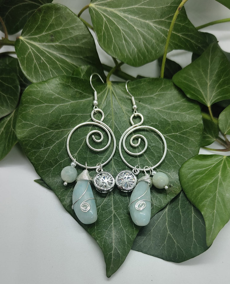 Unique Hand made Teardrop Tree of Life Crystal Earrings | Gemstones | Earrings | Jewelry | Jewellery | Gift | Women’s | Wiccan | Natural